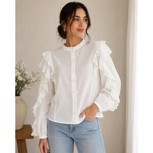 R338 NWT The Drop Medium Arianna Ruffle Blouse R0000338